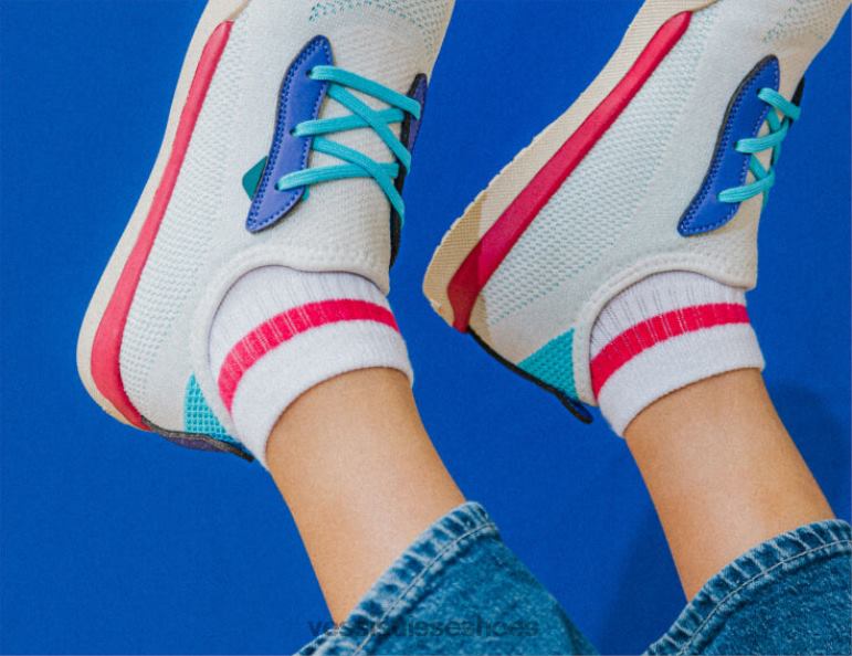 Vessi chaussettes mi-mollet H6F628 gris, rose sur blanc, turquoise sur blanc, violet sur blanc, noir, blanc